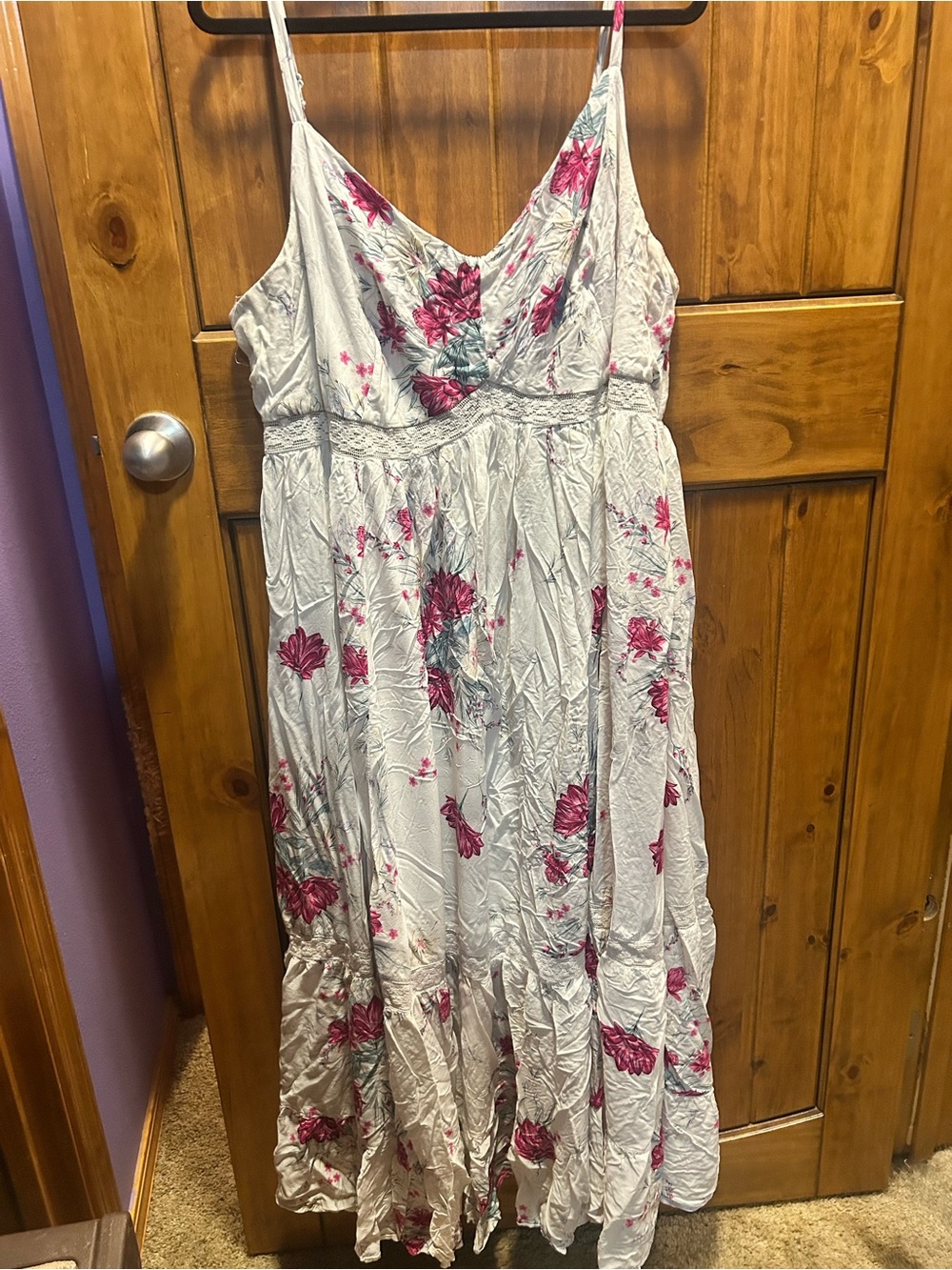 torrid White Maxi Dress with Pink Floral Print